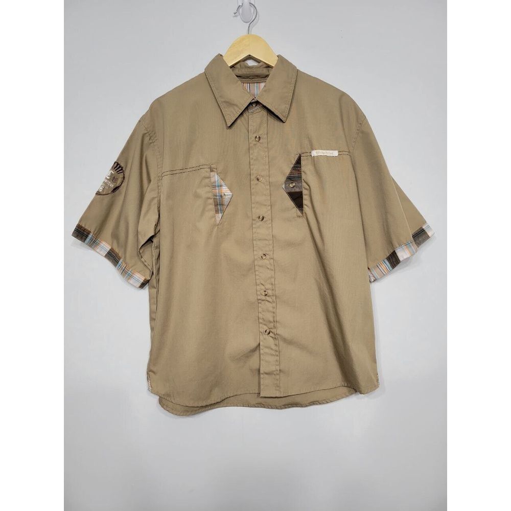 Competition Button-up Brown and Plaid Men's XL Shirt‎